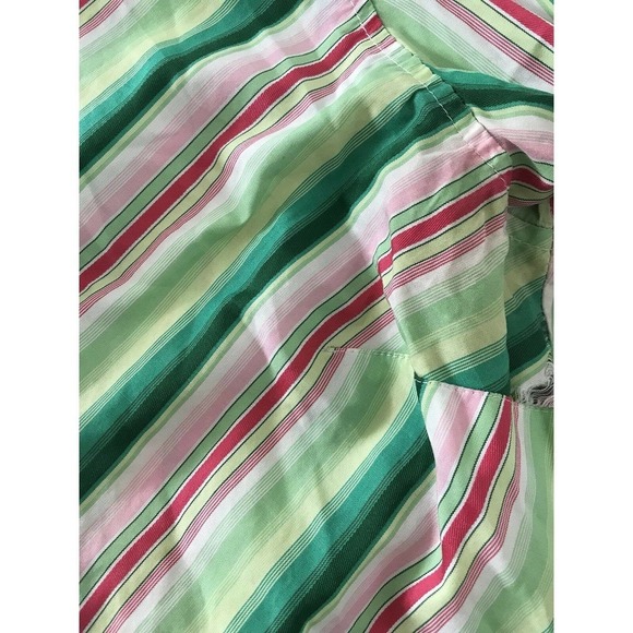 Tommy Hilfiger | Button Front Shirt Womens Size L Green Collar Cuff Cotton - Picture 9 of 12